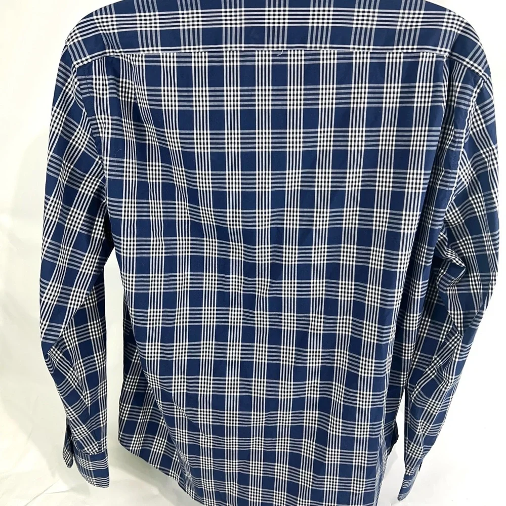 J Crew Button Down Men's Blue Plaid Shirt Long‎ Sleeve slim Untucked